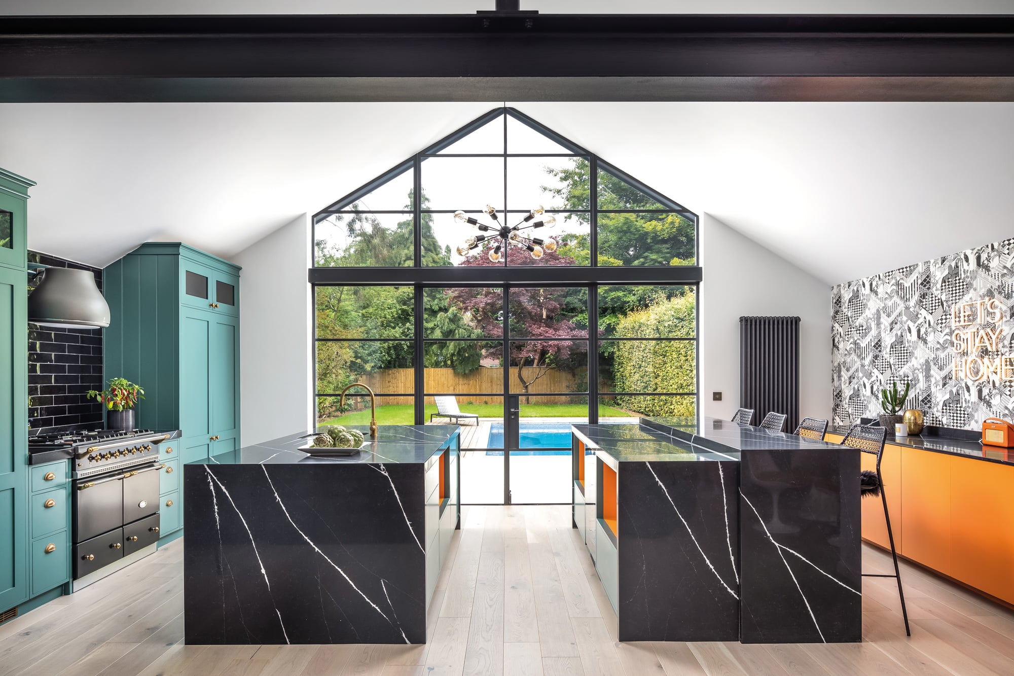 Modern kitchen with Double Island and crittall doors